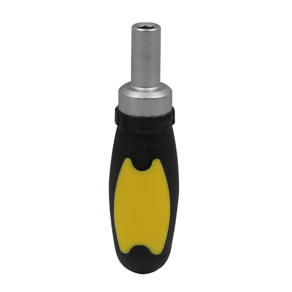 Ratchet Screwdriver Handle Ratchet Stubby Magnetic Screwdriver Chuck Hand Tools with Internal 1/4" Hex Socket Tool