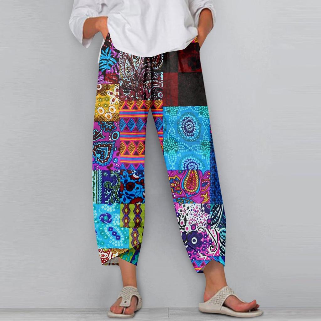 Women's Pants  With Pockets Casual Trousers Pants For Women Summer Casual Wide Leg Elastic Waist Pants With Pockets