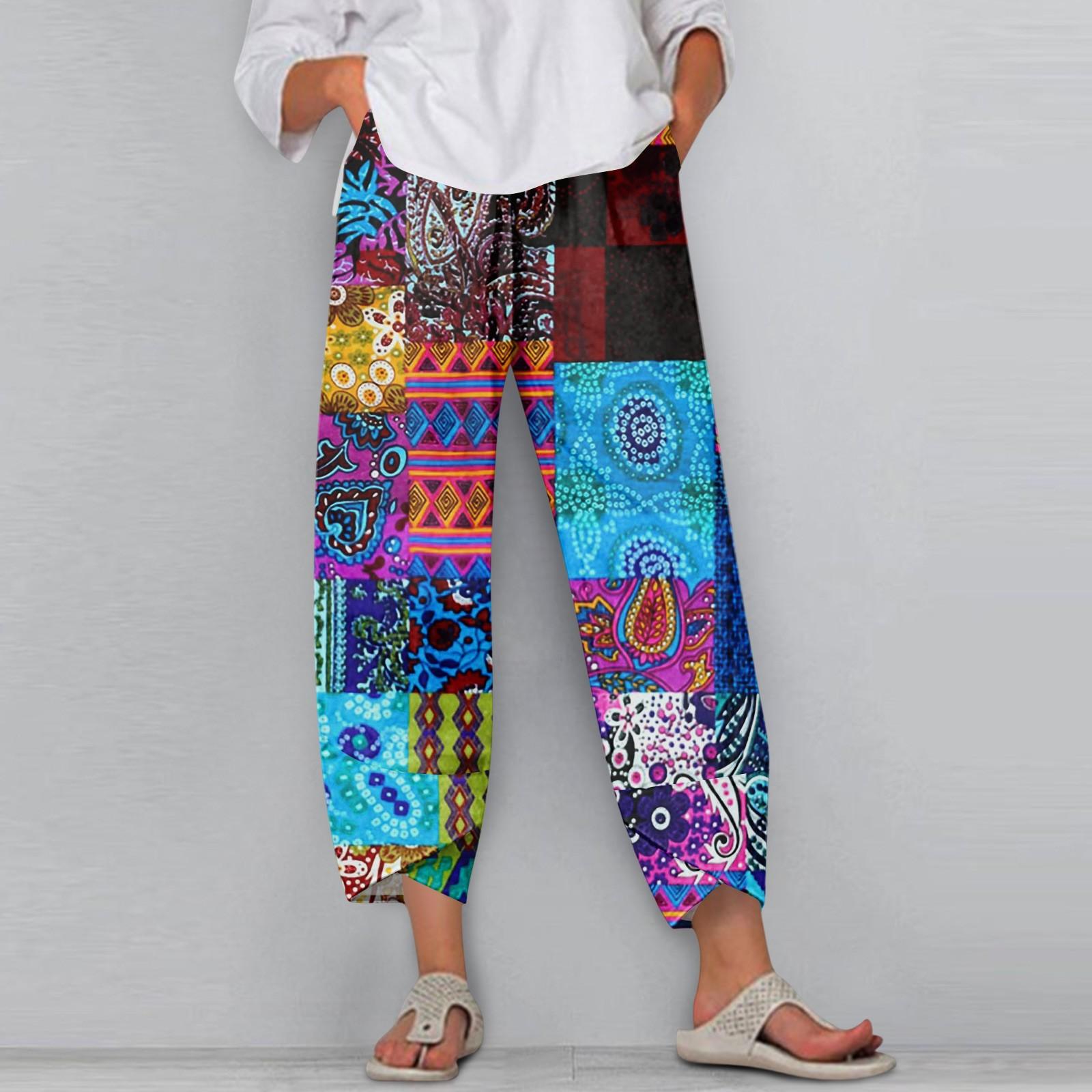 

Женские брюки с карманами Повседневные брюки Брюки для женщин Летние повседневные брюки с широкими штанинами и эластичным поясом с карманами S синий