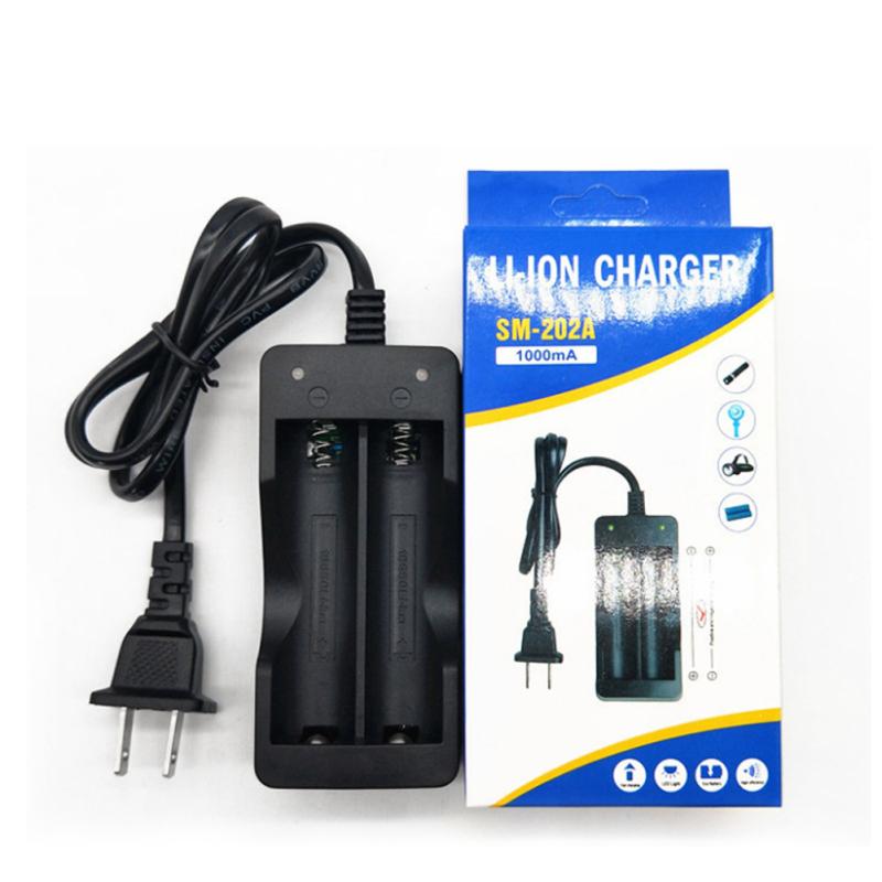 18650 Dual Charging Battery Charger With Cable Flashlight Dual Slot Smart Lithium Battery Charger