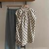 Neuer Stil Sommer Polka Dot Flatterärmel Hemd Damen Locker Mittellang Rundhals Design Sensation Kleines Publikum Schlitz Top