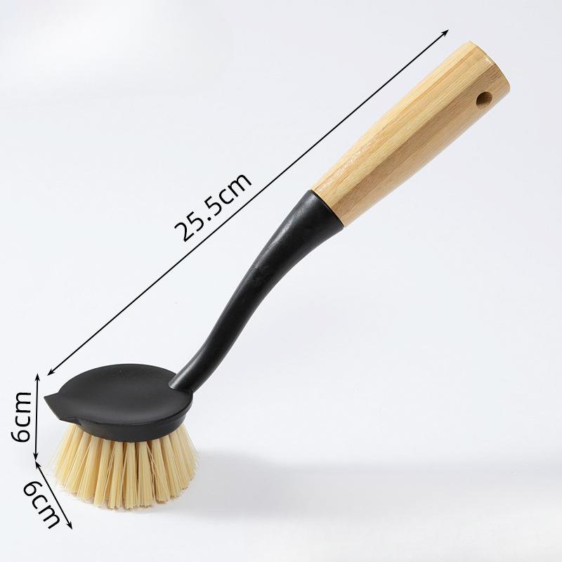 

Бамбуковая щетка для мытья посуды, щетка для чистки, щетка из массива дерева для фруктов и овощей, кухонная щетка с деревянной ручкой, щетка для мытья посуды с длинной ручкой, волшебный инструмент 9914 Black