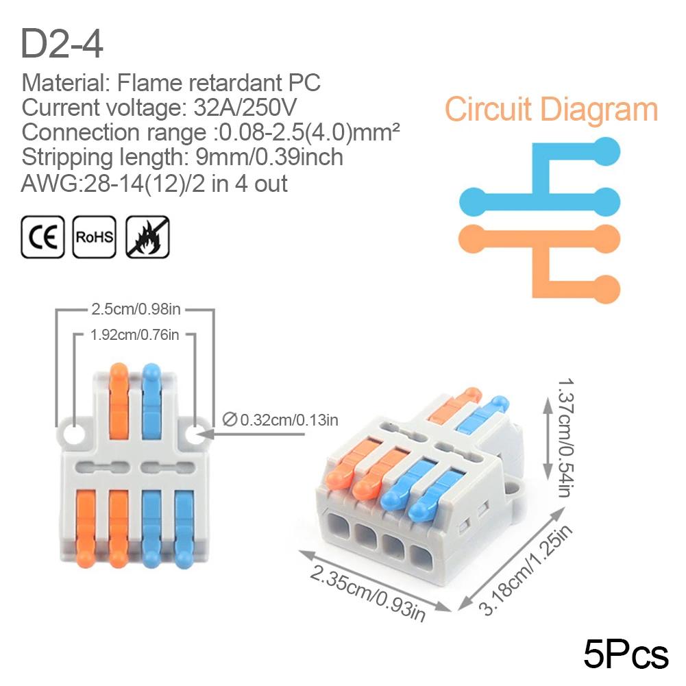 Mini Quick Wire Conductor Connector Universal Compact 2/3 Pin Splicing Push-inTerminal Block 1 in multiple out with fixing Hole