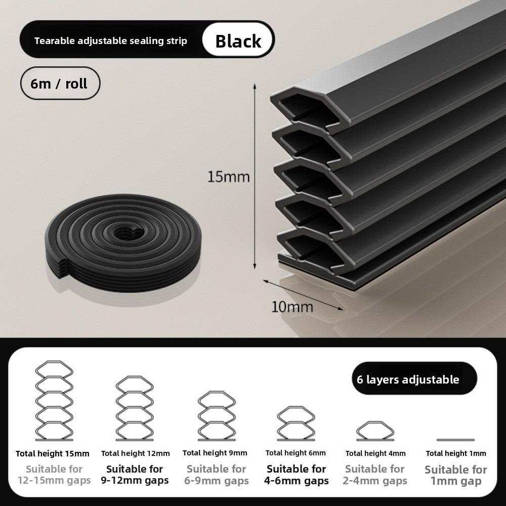 

6M/Roll Door Seam Sealing Strips Self-adhesive Dust-proof Window Gap Sealing Strip Windproof Soundproof Silent Door Stickers чёрный