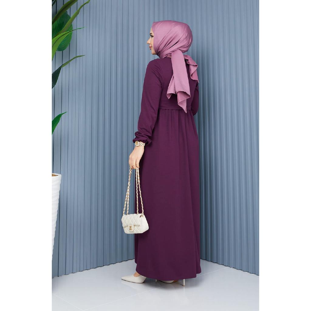 Gathered Waist Dress Plum