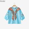 Dames Casual Ronde Hals 3/4 Mouw Losse Print Blouse