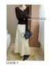 Sinan Retro High-Waist Luminous Velvet A-Line Skirt with Gold Snowflake Design