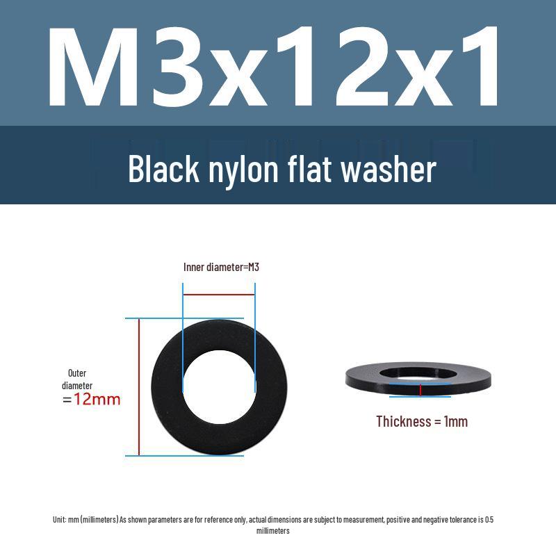 Yigu High-Temperature Insulated Black Nylon Flat Washer (M2, M3, M10, M16, M24)