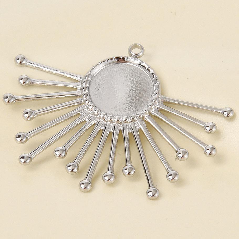 Personality DIY Blank Settings Base Stainless Steel Sun Heart Cabochons Pendants For Jewelry Making Supplies Tray Charm Pendant