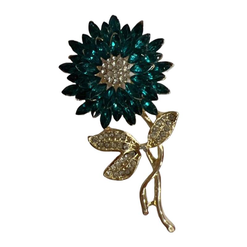 Shiny Rhinestone Sunflower Brooch Pin For Women Luxury Zircon Daisy Flower Collar Badge Elegant Floral Bouquet Corsage Jewelry