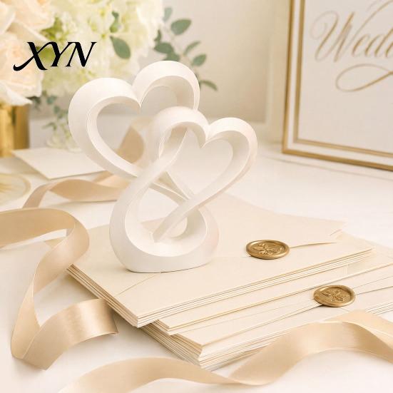 Couples Gift Decoration Intertwined Hearts Figurine, 3D Printed Love Statue, Table Eternal Togetherness Centerpiece Sculpture for Living Room Wedding