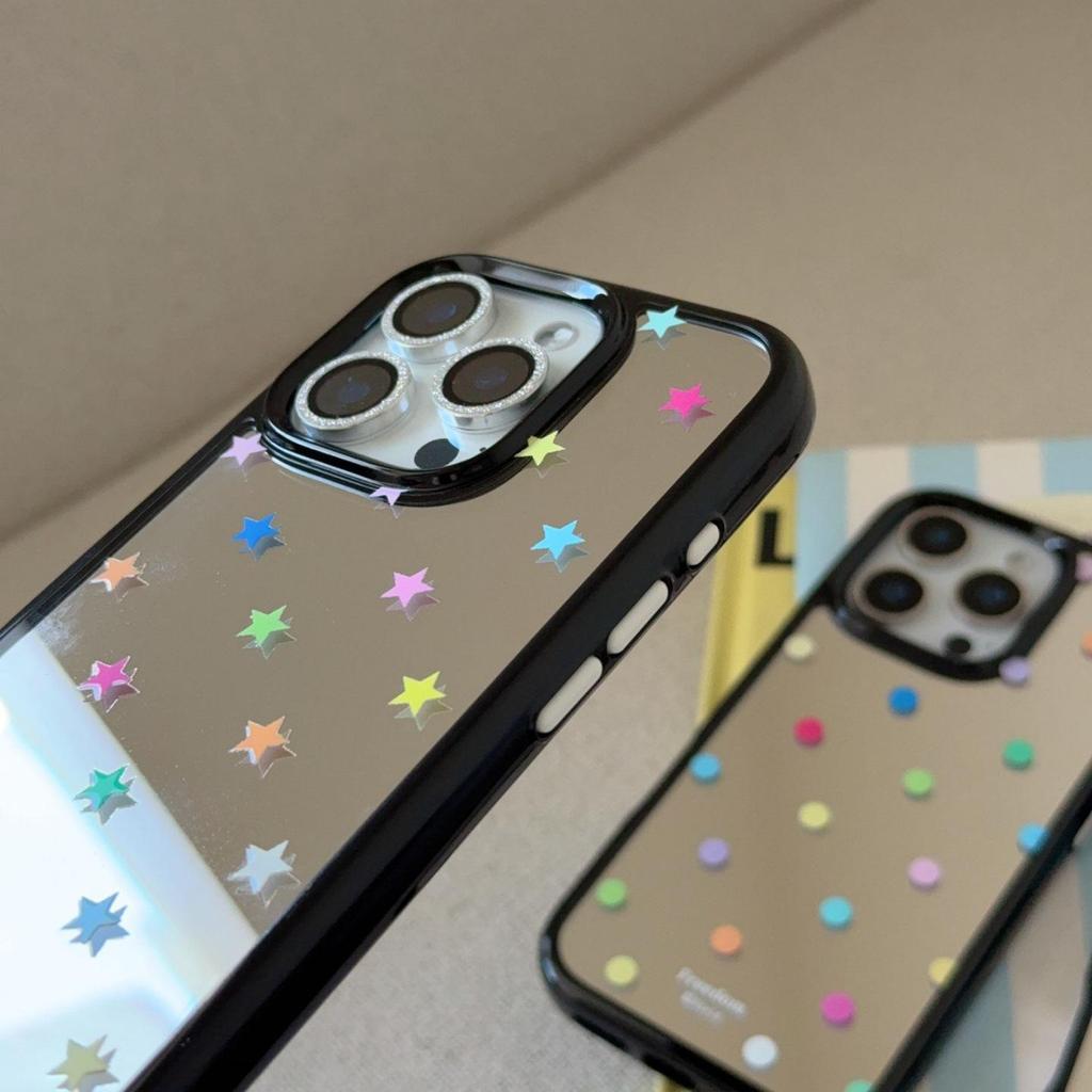 Full Screen Love Polka Dots Mirror Case for iPhone 16 Pro Max, Apple 14 & 15