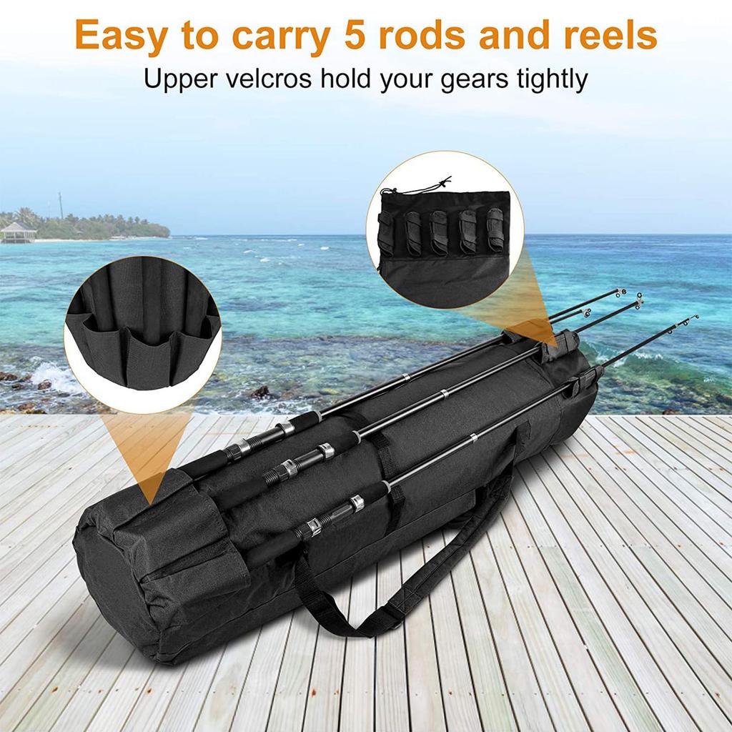 Fishing Rod Storage Bag Organizer Outdoor Portable Large Capacity Oxford Cloth Travel Carry Bag