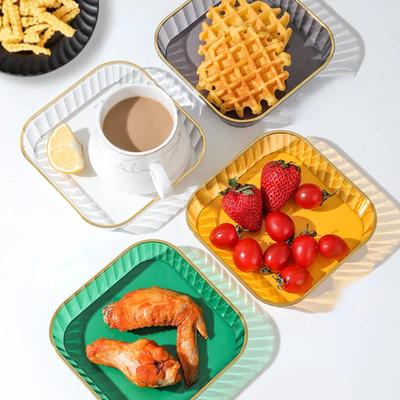 Kitchen Storage Home Spit Bone Dish Heightened Trash Square Small Plate Tableware Snack Tray Non-slip Fruit Tray
