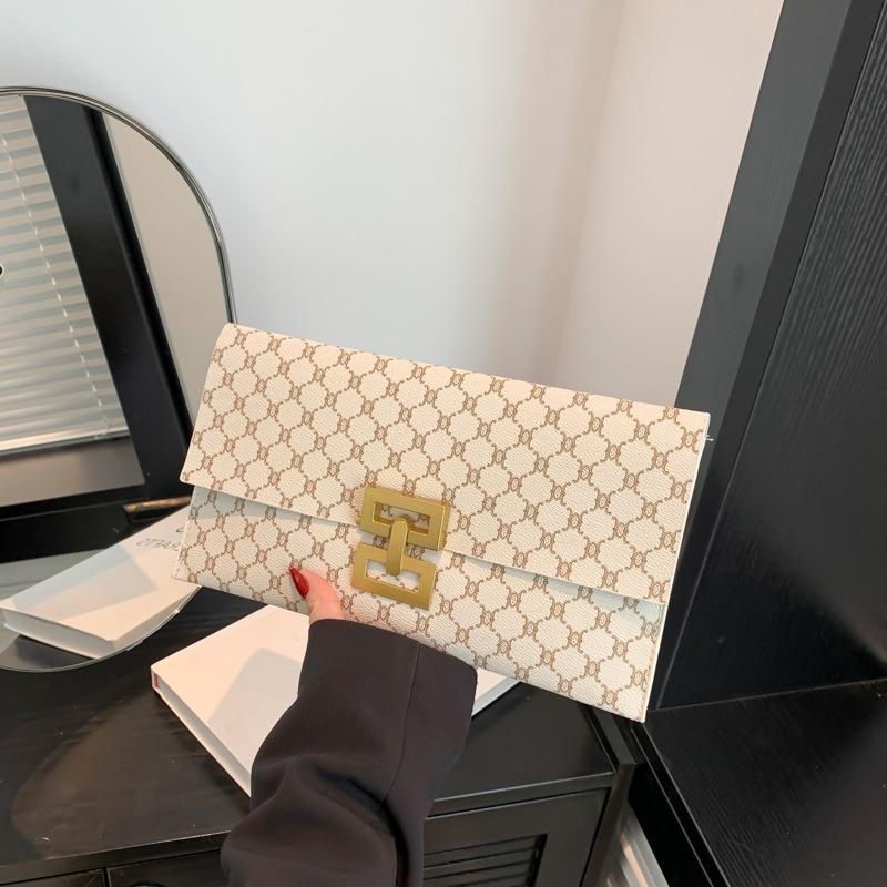 

Yogodlns модная роскошная женская сумка из искусственной кожи, дизайнерская винтажная сумка-конверт с решеткой, женский дневной клатч, новый женский кошелек-клатч 29x0.5x16.5cm белый