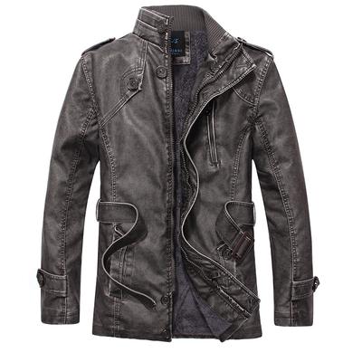 Ανδρικό δερμάτινο μπουφάν Winter Fashion Slim Fit Ανδρικό δερμάτινο μπουφάν με μεσαίο και μακρύ φλις δερμάτινο δερμάτινο μπουφάν