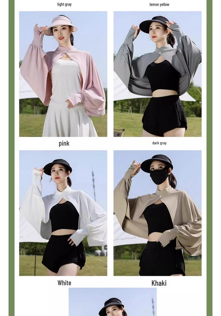 Women's Summer Sunshade Ice Silk Shawl Cape with Breathable Loose Sleeves