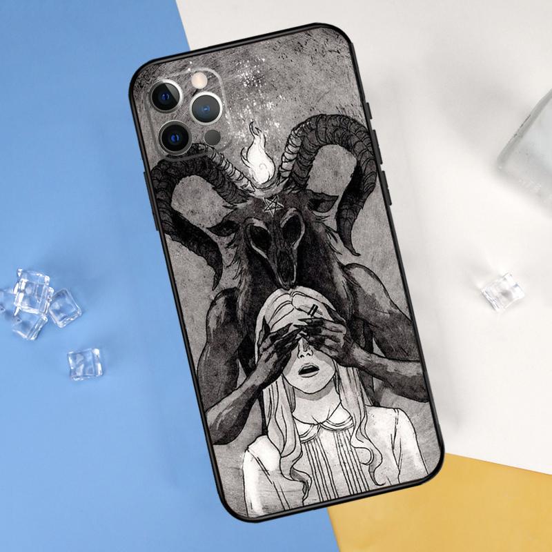 Gothic Witch Satan Phone Case For iPhone 16 15 13 11 12 14 Pro Max Mini X XR XS Max Plus Soft Cover