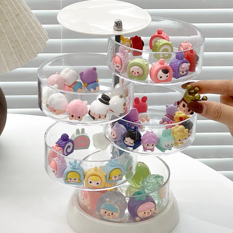 Rotating Cute Granule Storage Box, Multi-layer Small Ornament Display Rack, Cartoon Storage Parts Box