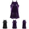 Halloween Witch Dress Gothic Medieval Cosplay Costume Off Shoulder High Quality Polyester Fabric