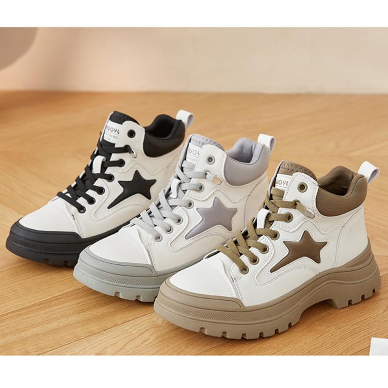 Spring Autumn Genuine Leather Shoes Women Ankle Boots Fashion Brand Ladies Shoes Single Botas Thick Sole 4.5cm