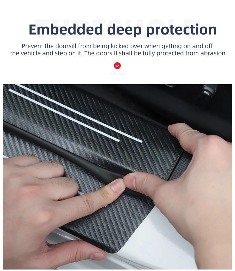 Carbon Fiber Car Sticker Threshold Protection Strip Waterproof Protective Film For Peugeot 208 3008 308 2008 207 107 508 607 106