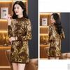 Mid-length Knitted Dress Loose Large-sized Floral Mid-length Sweater for Women Autumn and Winter Casual Long-sleeved Pullover