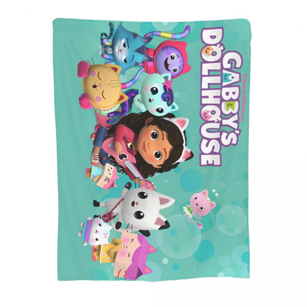 Gabbys Dollhouse Cartoon Blanket Velvet Summer Portable Super Warm Throw Blanket for Bedding Travel Bedspreads