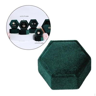 Hexagonal Corduroy Ring Box Holder Case, Elegant and Luxurious Display Velet Jewelry for