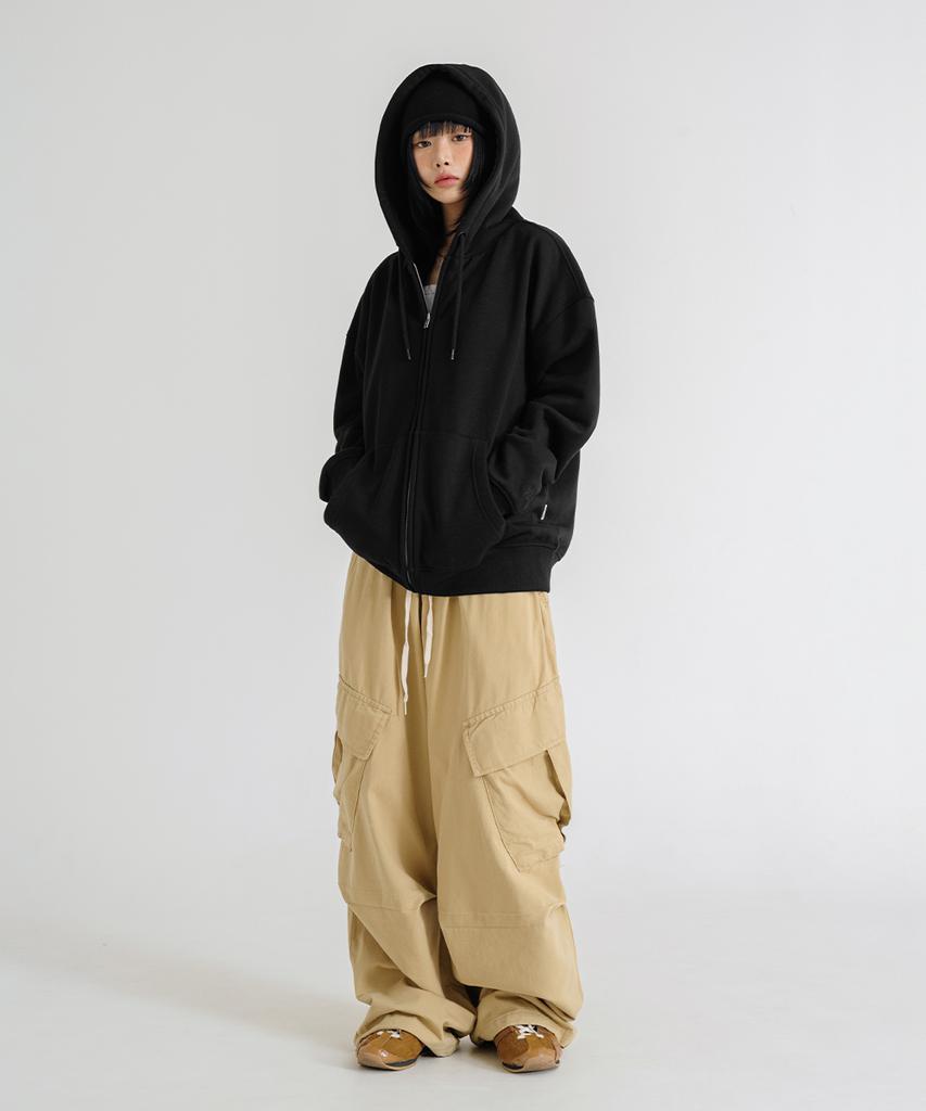 Lemain Second 2Way Oversized Sweat Zip-Up [Black]