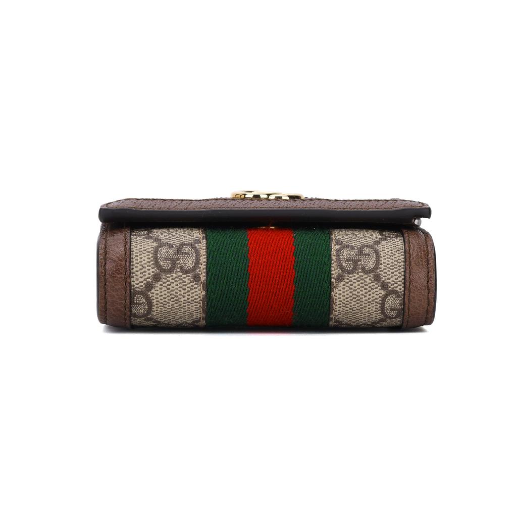 Gucci Ophidia GG Supreme Canvas Web Stripe Bi-fold Wallet With Gold Double G Logo For Unisex Luxury Daily Use