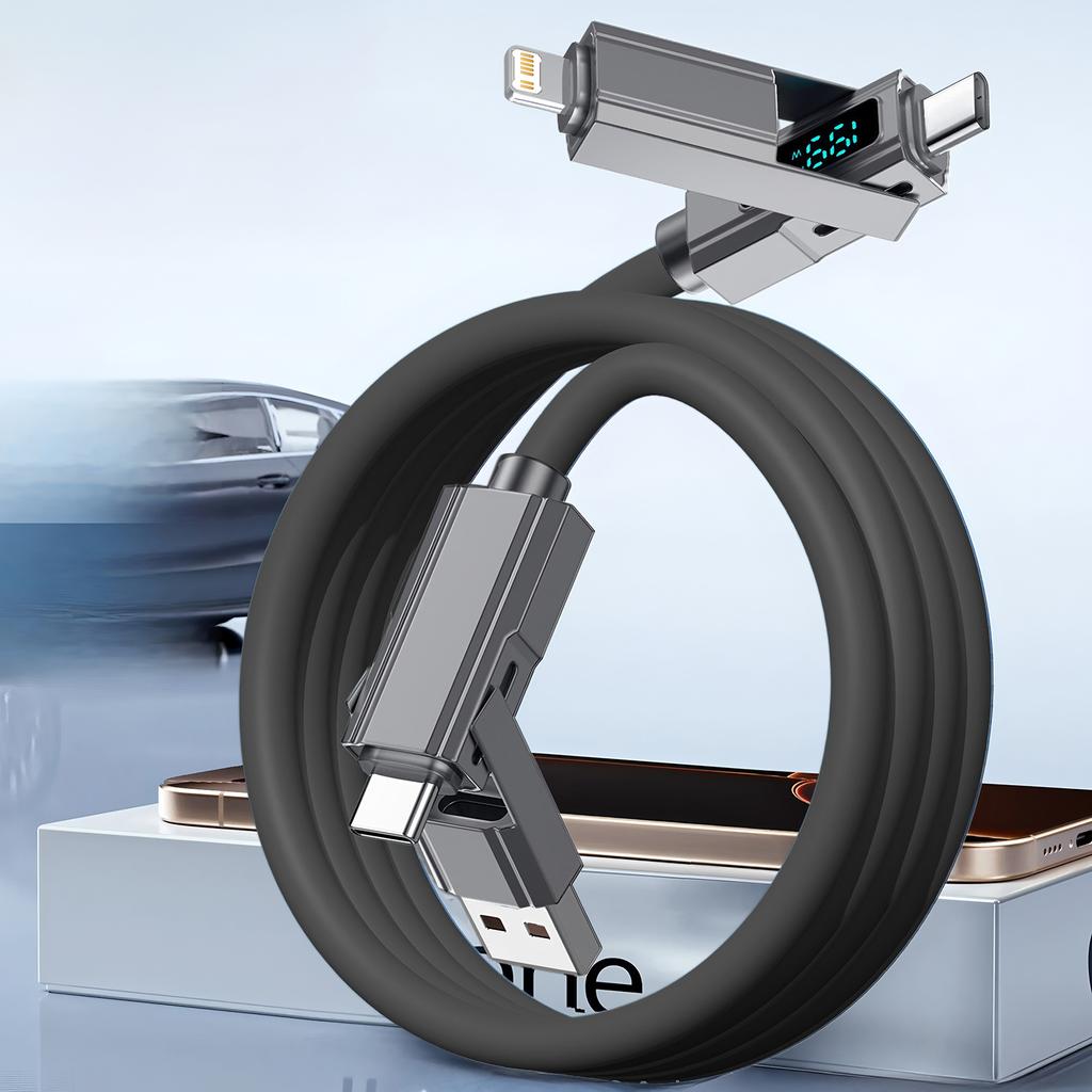 Digital Display 4 In 1 PD USB Type C Data Cable Fast Charging For iPhone 15 Samsung Xiaomi Redmi OPPO Cable Fast Charger
