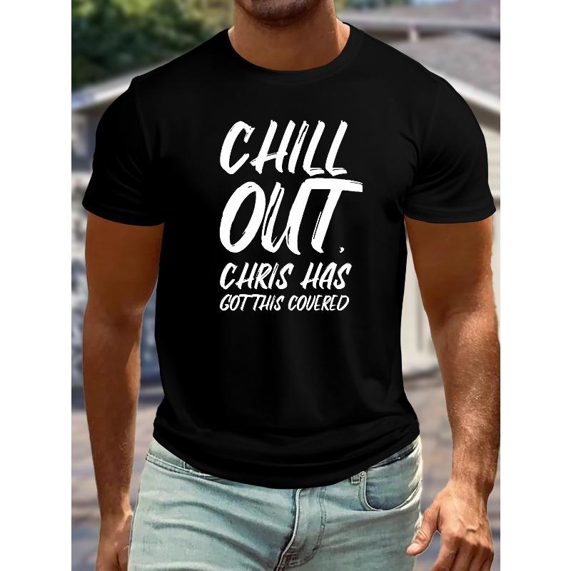 

Chill Out CHRIS Print Men s Plus Size Short Sleeve Crew Neck T-Shirt, Breathable Lightweight Tee, Stylish Casual Top XL