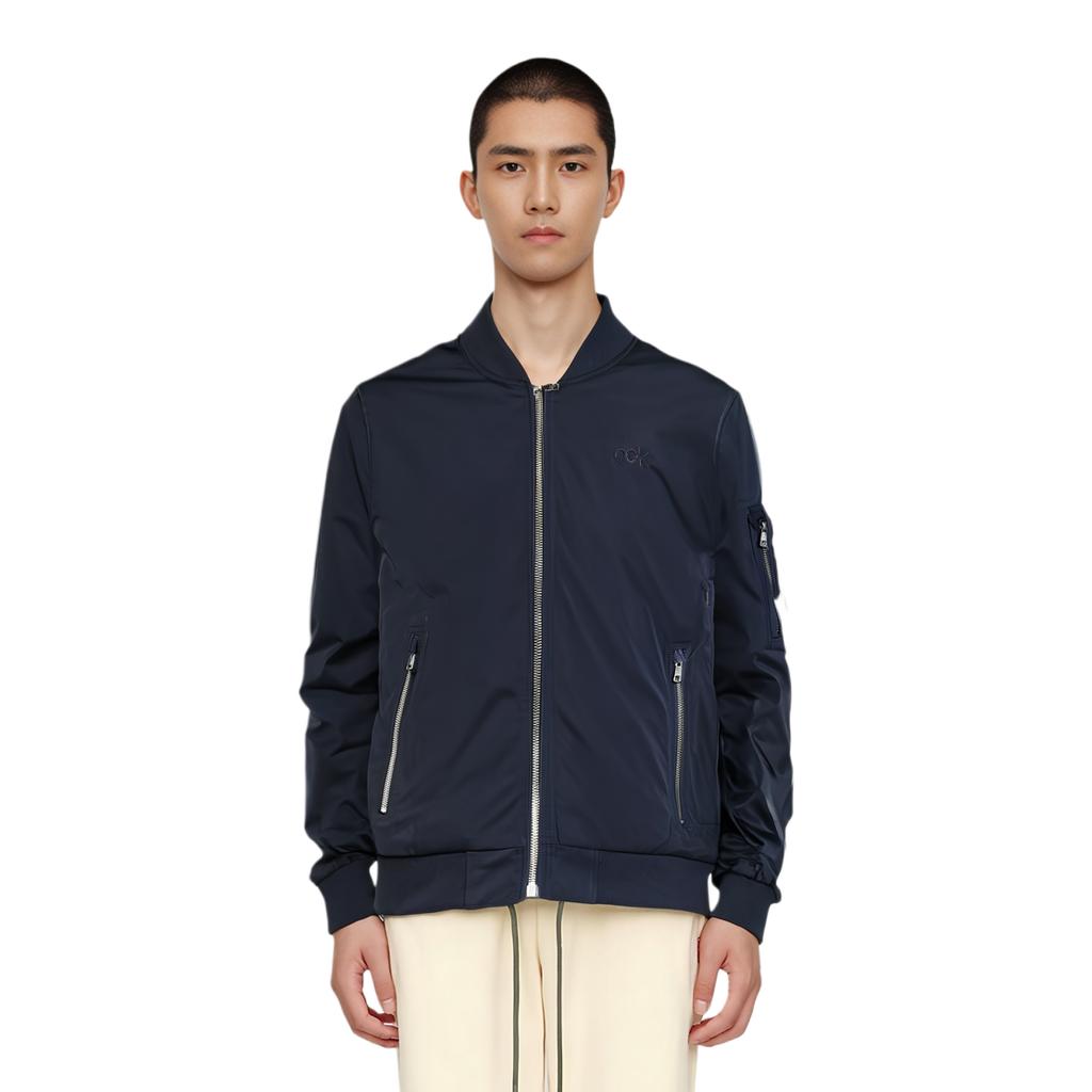 Calvin Klein Solid Color Stand Collar Zip Long Sleeve Pilot Jacket Men jackets Navy-Blue CM107904-TN0