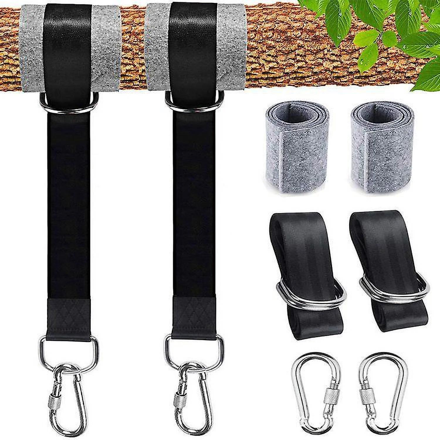 Hammock Straps,2 Sets Of Heavy Duty Suspension Swing Straps 2x150 Cm With D-ring,two Carabiner Max Load 500 Kg 2-Pack чёрный