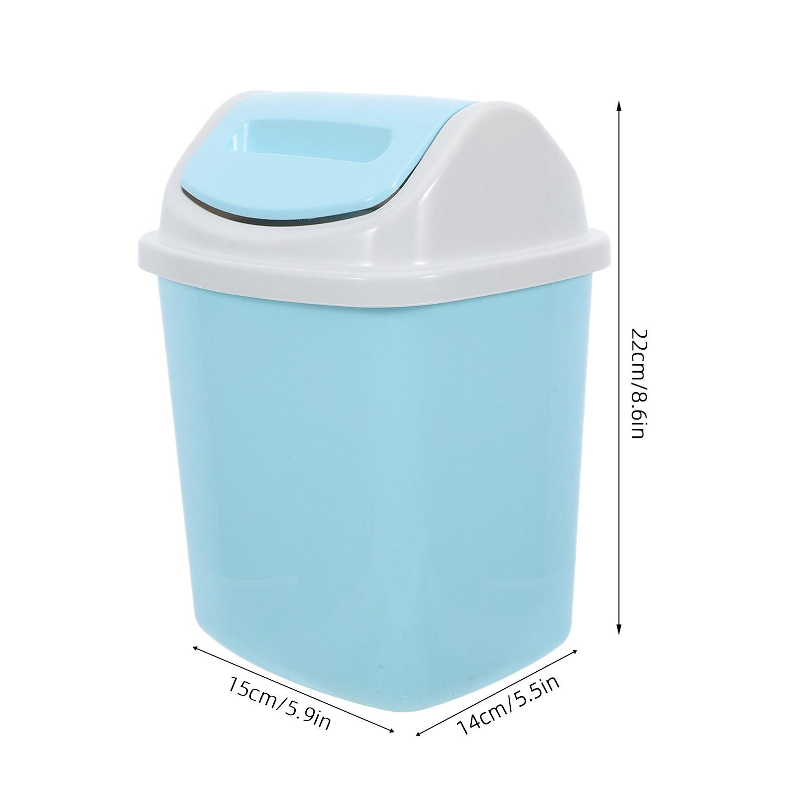 Plastic Trash Bin Swing Lid Slim Rectangular Flip Top Narrow Garbage Can Bathroom Kitchen Office Dorm Room Compact Waste