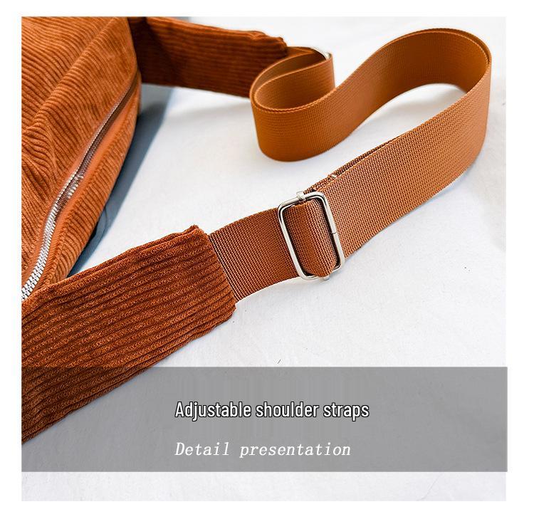 Velká retro plátěná taška přes rameno z manšestru pro ženy 2023 - Ležérní crossbody taška pro studenty