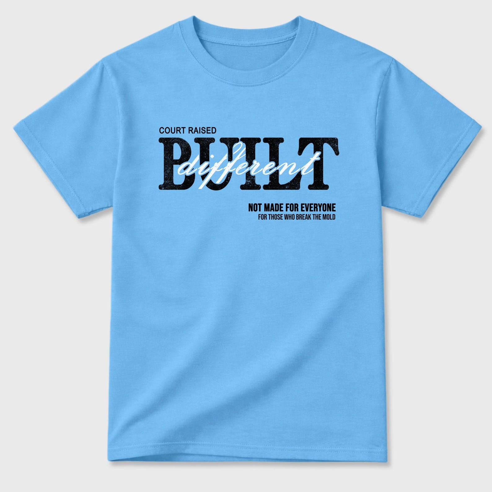 Vintage Built Different graphic tee. Streetwear Brand Graphic T-Shirt. AJ14 University Blue S