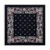 Trifong Bandana Black 100% Cotton Floral Pattern Adult Paisley Handkerchief Unisex Men's Large 55cm X 55cm