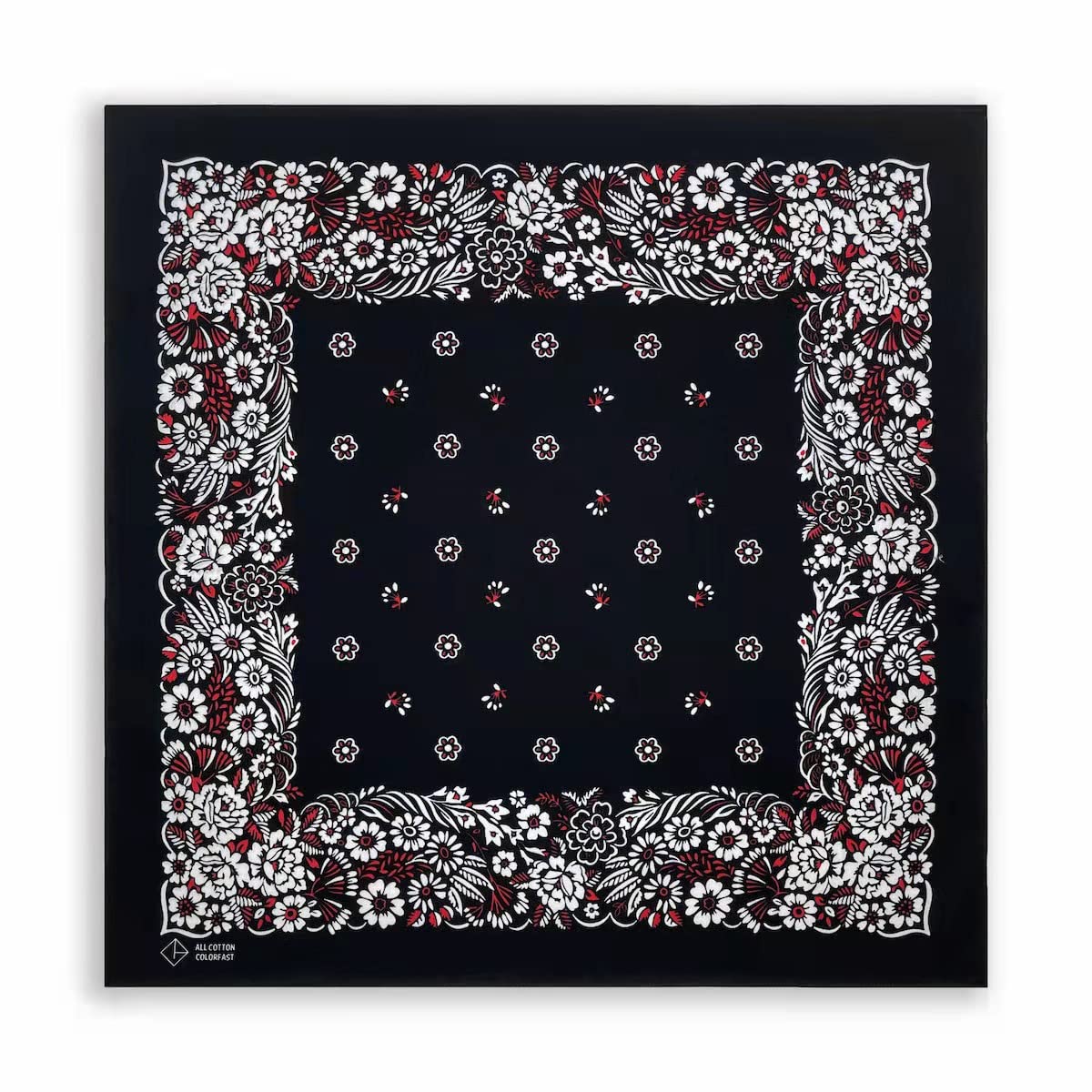 

Trifong Bandana Black 100% Cotton Floral Pattern Adult Paisley Handkerchief Unisex Men s Large 55cm x 55cm