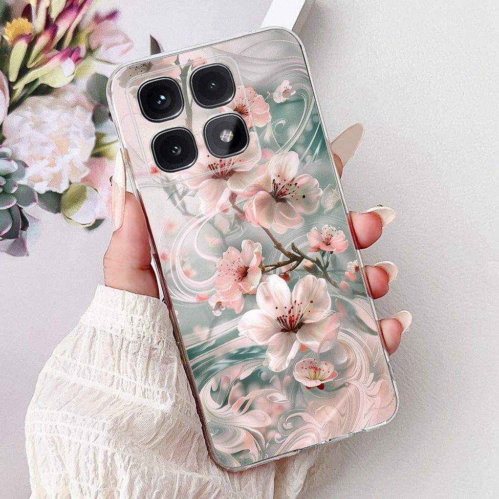 Clear For Xiaomi 14T Case Cover Luxury Cute Cat Fashion Flowers Funny Cool Painted Soft Phone Case 2406APNFAG
