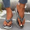 Fashion Pearl Clip Toe Wedges Sandals Women Summer 2025 Chunky Platform Beaded Silver Flip Flops Woman Thick Sole Beach Slippers Shoes