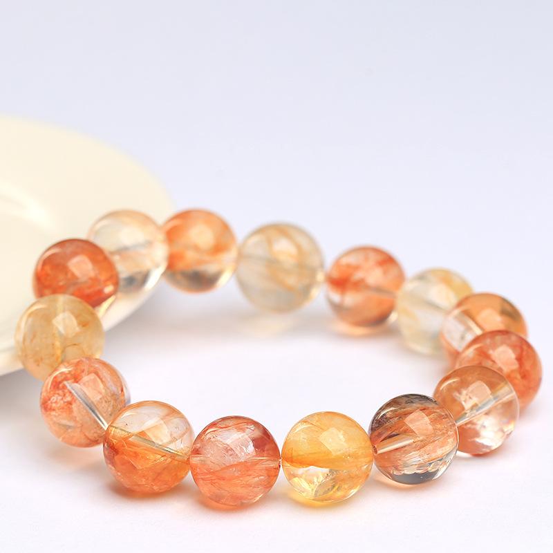 Hongchu Crystal Natural Koi Fish Resin Bead Bracelet Ice Red and Yellow Koi Fish Jelly Flower Bracelet