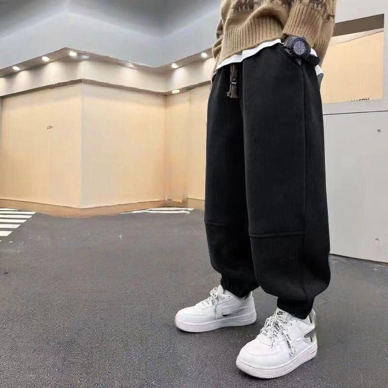 Koreanische Kinder Sporthose mit Kordelzug und elastischen Bündchen für Tween-Jungen, lässige Trainingshose, Teenager-Kinder Outdoor-Hose, Jogginghose