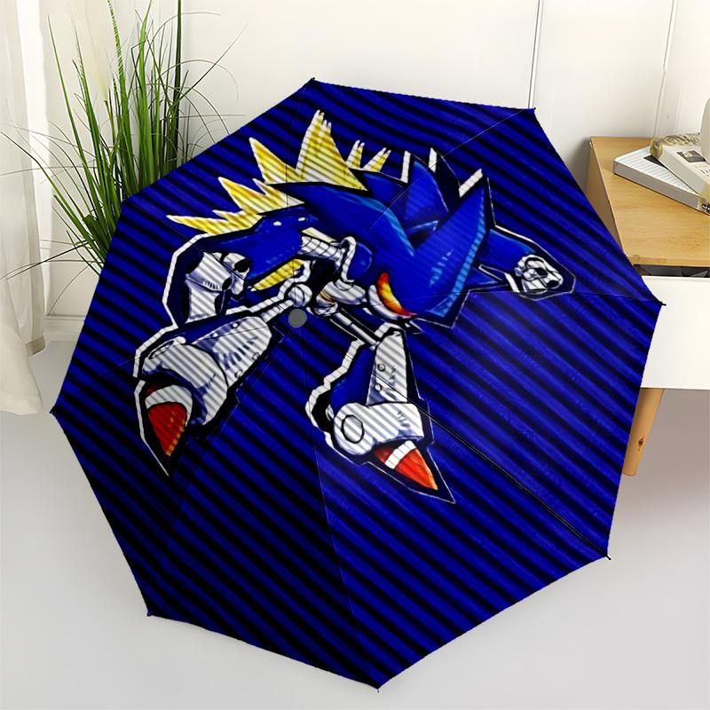 1pc Sonic the Hedgehog, Robotnik Automatic Folding Umbrella - Compact 8-Rib Design, Durable Plastic & Iron, Daily Use F104013