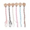 Flower Beech Wood Clip Baby Pacifier Clip Handmade Cloth Chain Newborn Pacifiers Clips Dummy Holder Teething Toys Nipple Chains