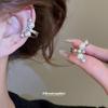 Retro Geometric Pearl & Zirconia Clip-On Earrings - French Elegance