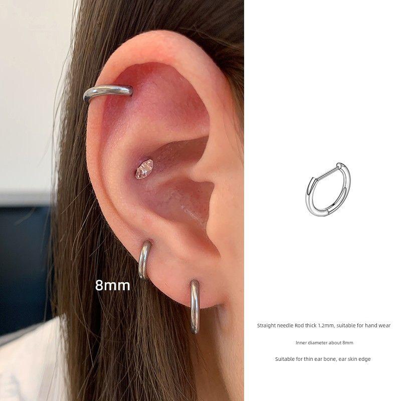 

D-Type Straight Needle Ear Ring Straight Rod Medical Titanium Alloy Ear Studs Ear-Caring Simple Bracelet Earrings Ear Bone Ring Nail Earrings Ear Clip