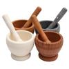 Resin Pestle & Mortar Set Garlic Herb Spice Mixing Grinder Crusher Kitchen Bowl Smashing Tools-Wood Grain