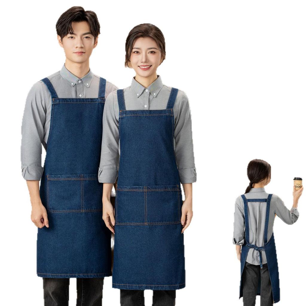 Custom Logo Denim Apron for Restaurant, Nail Art, Baking, Coffee Shops, and Barbershops